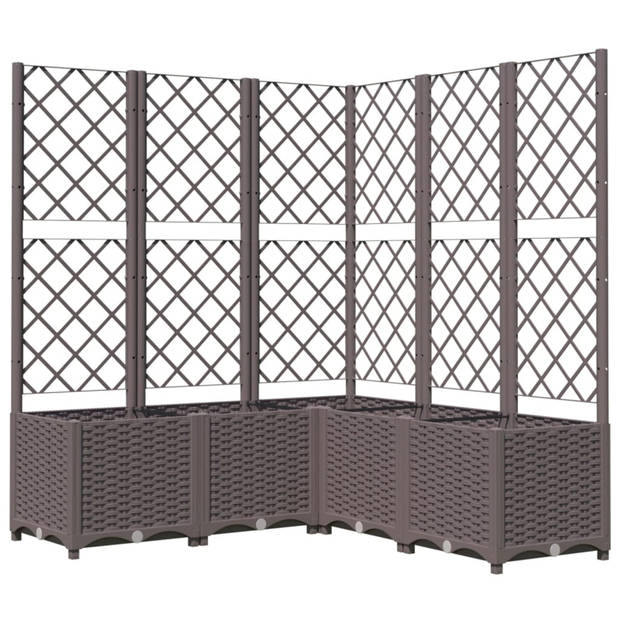 vidaXL Plantenbak met latwerk 120x120x136 cm polypropeen bruin