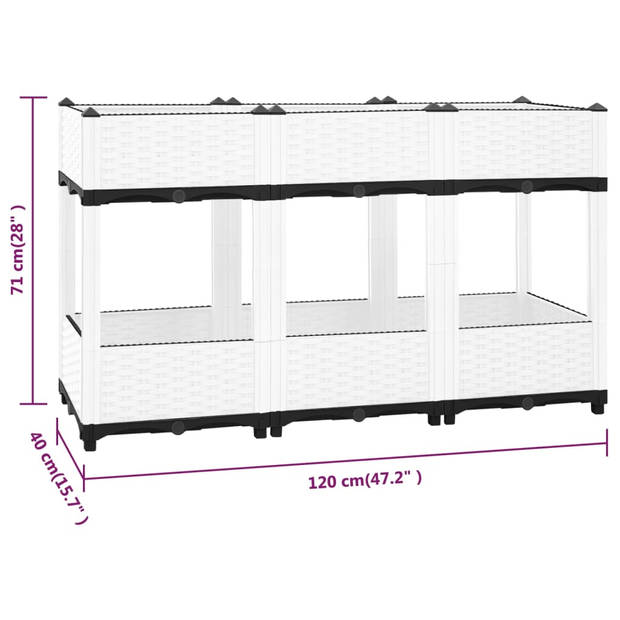 vidaXL Plantenbak verhoogd 120x40x71 cm polypropeen