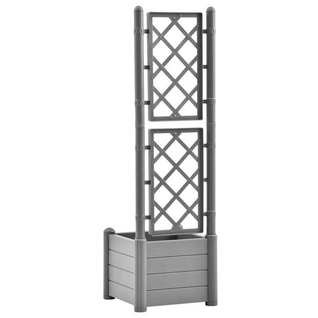 vidaXL Plantenbak met latwerk 43x43x142 cm PP steengrijs