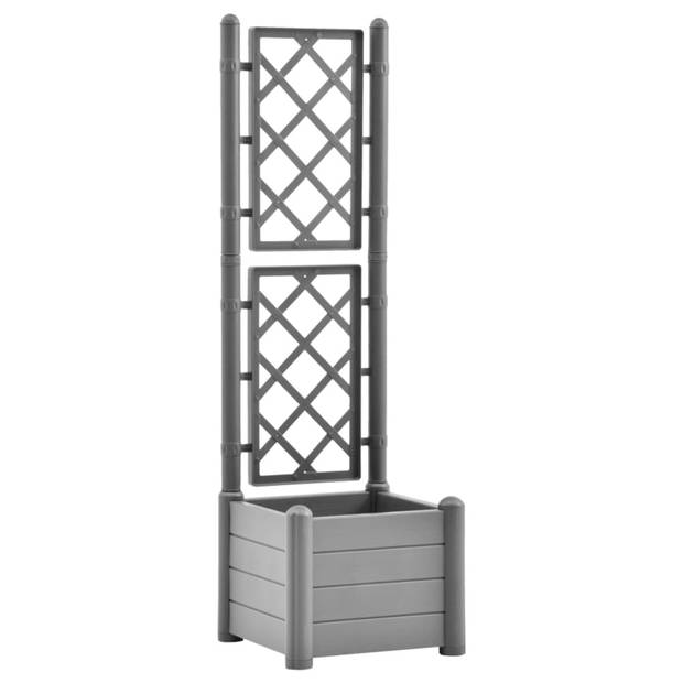 vidaXL Plantenbak met latwerk 43x43x142 cm PP steengrijs