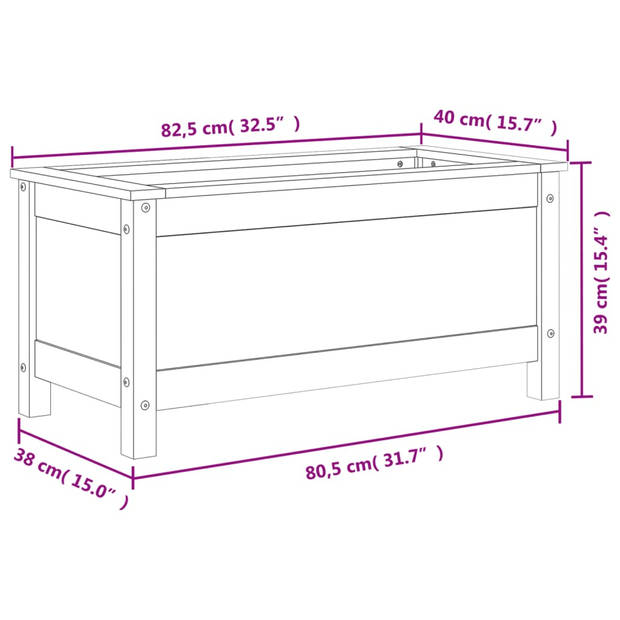 vidaXL Plantenbak 82,5x40x39 cm massief grenenhout grijs