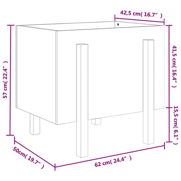 vidaXL Plantenbak 62x50x57 cm massief grenenhout