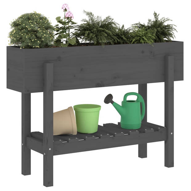 vidaXL Plantenbak verhoogd 101x30x69 cm massief grenenhout grijs