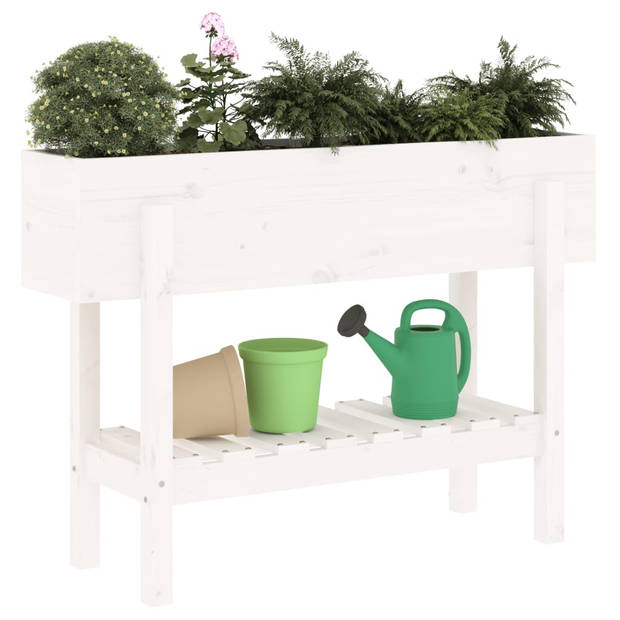 vidaXL Plantenbak verhoogd 101x30x69 cm massief grenenhout wit