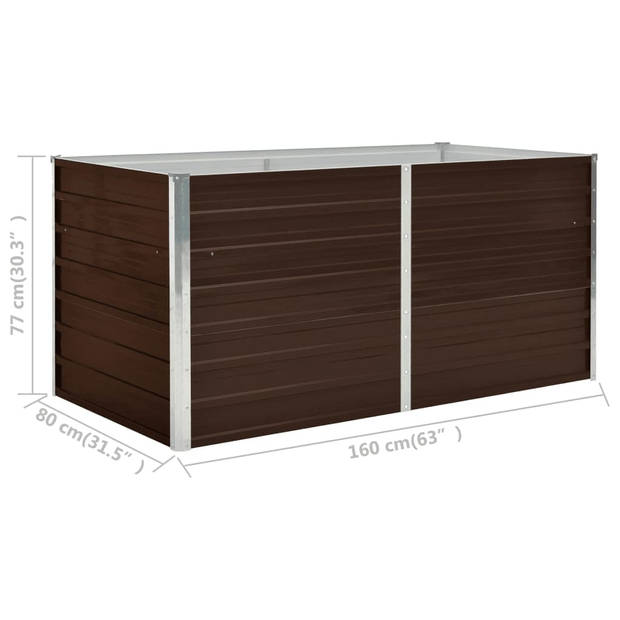 vidaXL Plantenbak verhoogd 160x80x77 cm gegalvaniseerd staal bruin