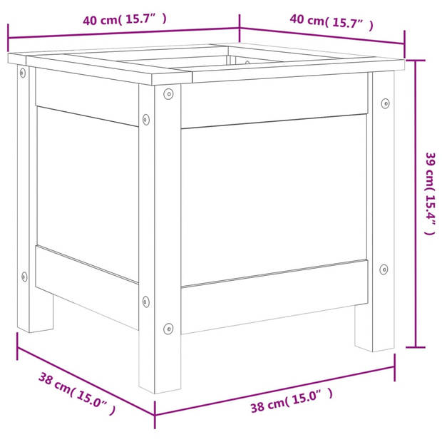 vidaXL Plantenbak 40x40x39 cm massief grenenhout wit