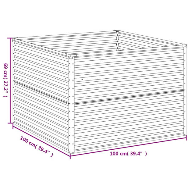 vidaXL Plantenbak verhoogd 100x100x69 cm cortenstaal