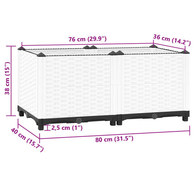 vidaXL Plantenbak verhoogd 80x40x38 cm polypropeen