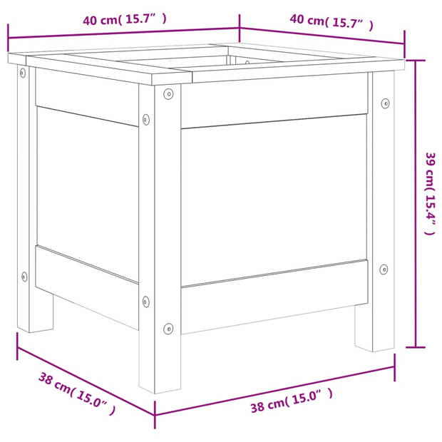 vidaXL Plantenbak 40x40x39 cm massief grenenhout zwart