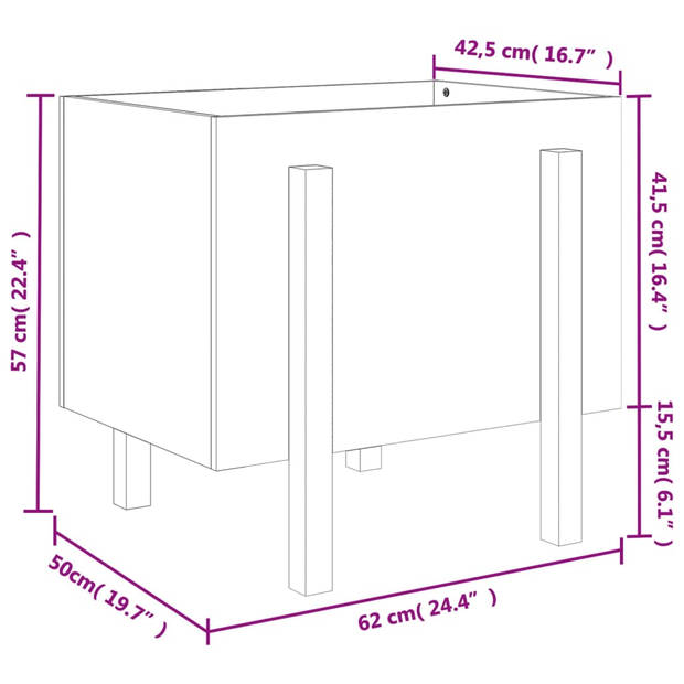 vidaXL Plantenbak 62x50x57 cm massief grenenhout wit