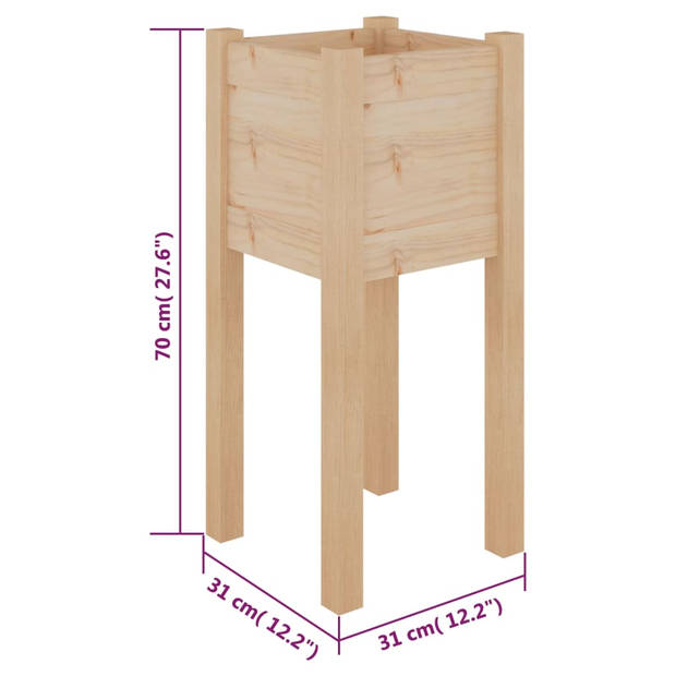 vidaXL Plantenbak 31x31x70 cm massief grenenhout