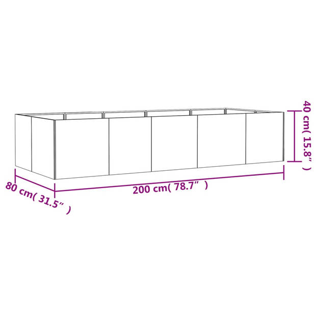 vidaXL Plantenbak verhoogd 200x80x40 cm cortenstaal