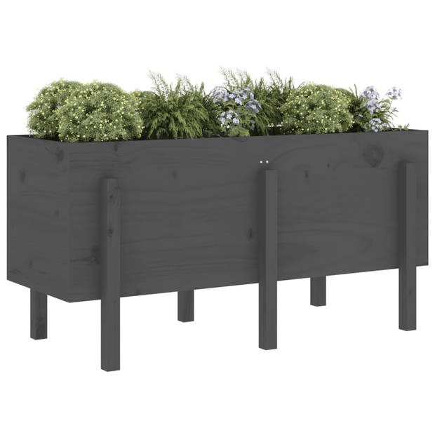 vidaXL Plantenbak verhoogd 121x50x57 cm massief grenenhout grijs