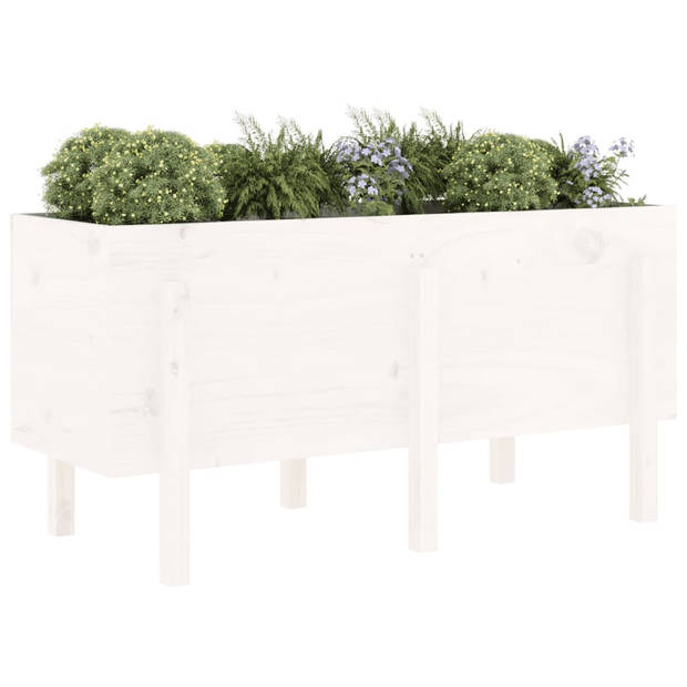 vidaXL Plantenbak verhoogd 121x50x57 cm massief grenenhout wit