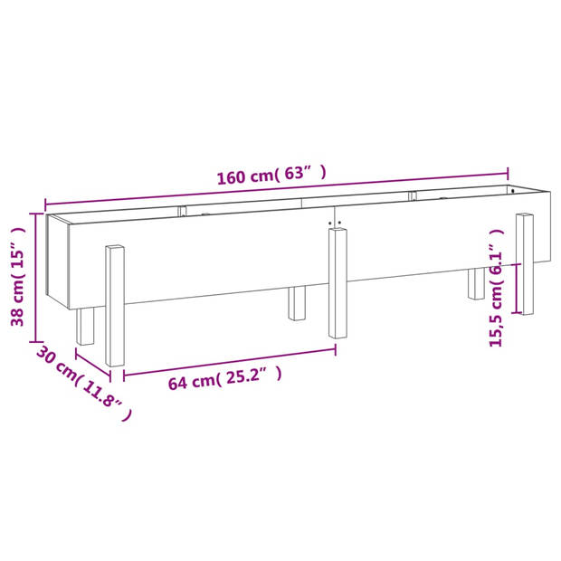 vidaXL Plantenbak verhoogd 160x30x38 cm massief douglashout