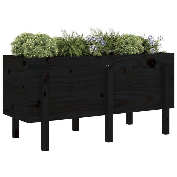 vidaXL Plantenbak verhoogd 121x50x57 cm massief grenenhout zwart