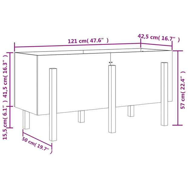 vidaXL Plantenbak verhoogd 121x50x57 cm massief grenenhout zwart