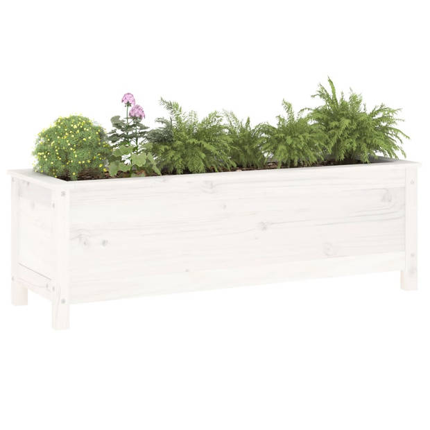 vidaXL Plantenbak verhoogd 119,5x40x39 cm massief grenenhout wit