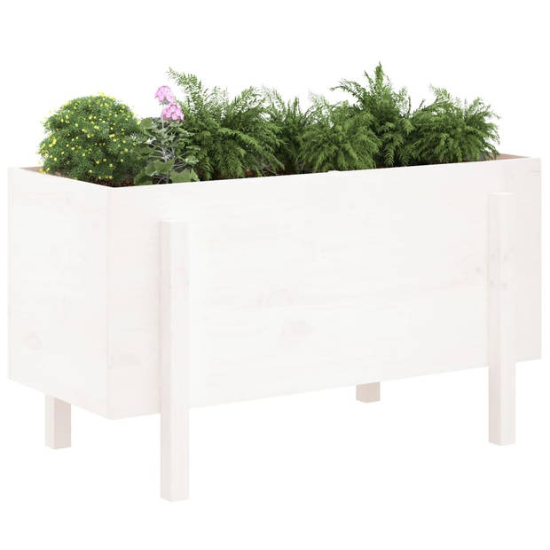 vidaXL Plantenbak verhoogd 101x50x57 cm massief grenenhout wit