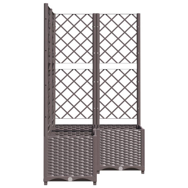 vidaXL Plantenbak met latwerk 80x80x136 cm polypropeen bruin