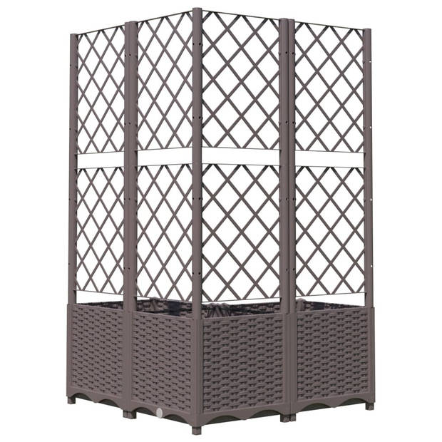 vidaXL Plantenbak met latwerk 80x80x136 cm polypropeen bruin