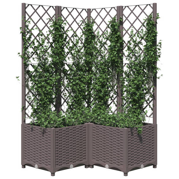 vidaXL Plantenbak met latwerk 80x80x136 cm polypropeen bruin