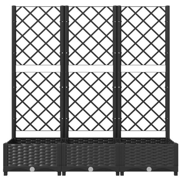 vidaXL Plantenbak met latwerk 120x40x121,5 cm polypropeen zwart