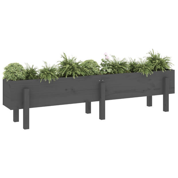 vidaXL Plantenbak verhoogd 160x30x38 cm massief grenenhout grijs