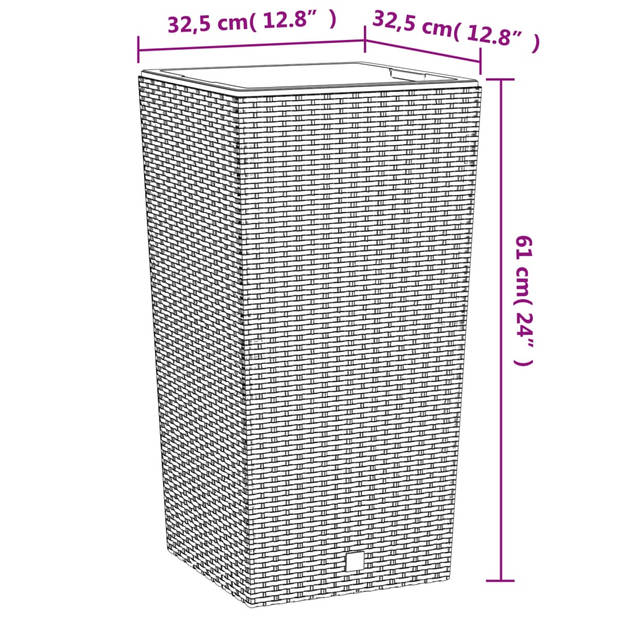 vidaXL Plantenbak met uitneembare bak rattan-look 21/49 L PP antraciet