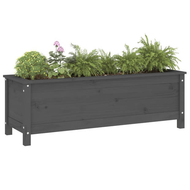 vidaXL Plantenbak verhoogd 119,5x40x39 cm massief grenenhout grijs