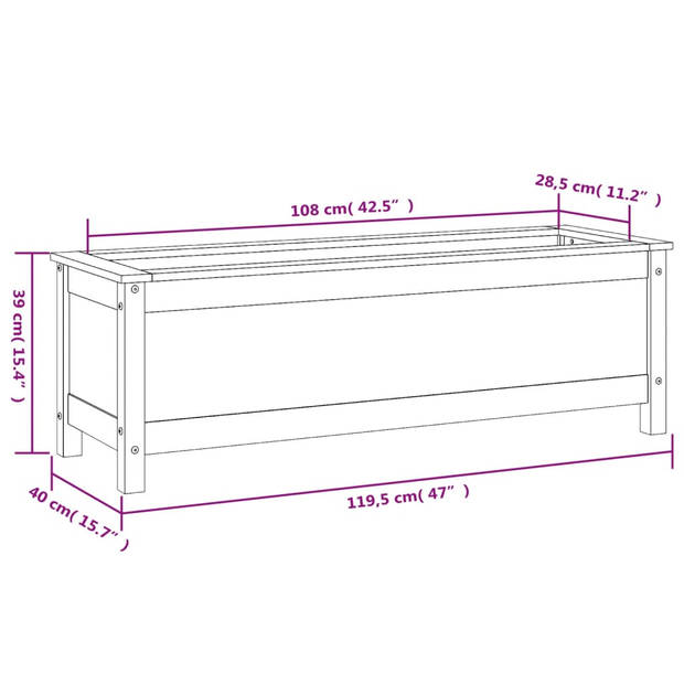 vidaXL Plantenbak verhoogd 119,5x40x39 cm massief grenen honingbruin