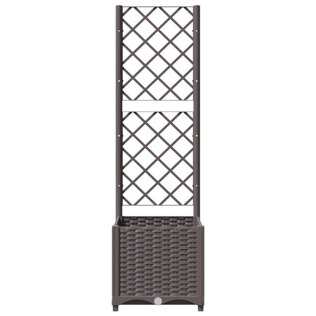 vidaXL Plantenbak met latwerk 40x40x136 cm polypropeen bruin