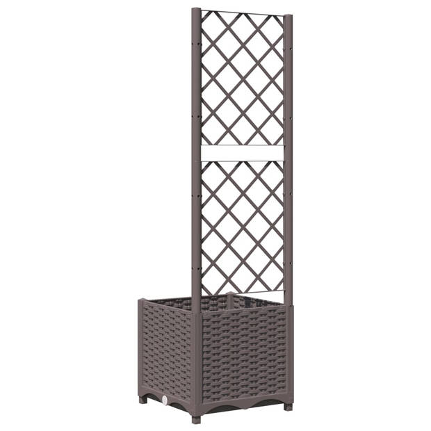 vidaXL Plantenbak met latwerk 40x40x136 cm polypropeen bruin