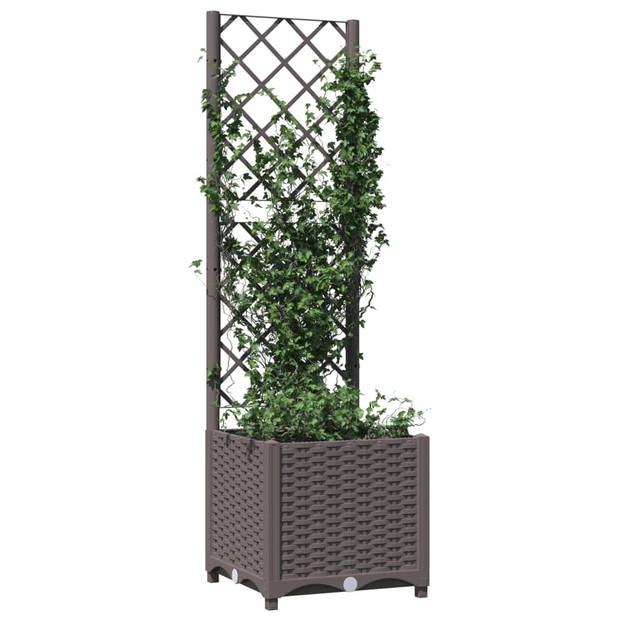 vidaXL Plantenbak met latwerk 40x40x136 cm polypropeen bruin