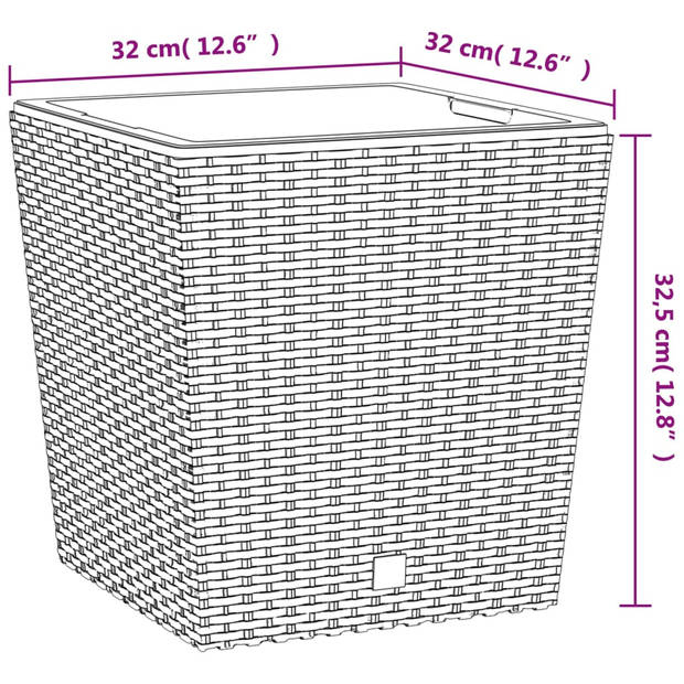 vidaXL Plantenbak met uitneembare bak rattan-look 21/32 L PP wit