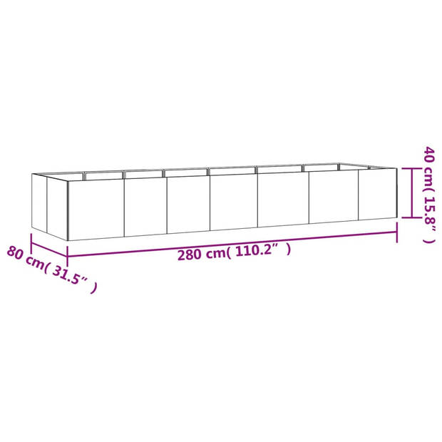 vidaXL Plantenbak verhoogd 280x80x40 cm cortenstaal