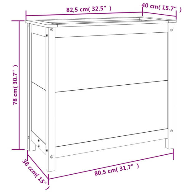 vidaXL Plantenbak 82,5x40x78 cm massief grenenhout grijs