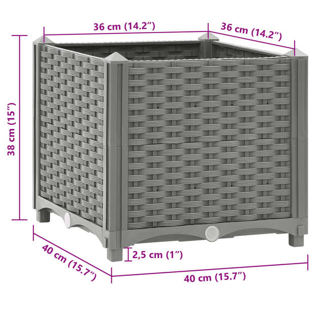 vidaXL Plantenbak verhoogd 40x40x38 cm polypropeen