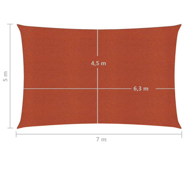 vidaXL Zonnezeil 160 g/m² 5x7 m HDPE terracottakleurig