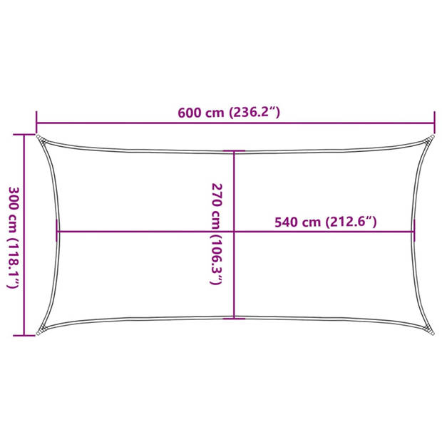 vidaXL Zonnezeil 160 g/m² 3x6 m HDPE crèmekleurig