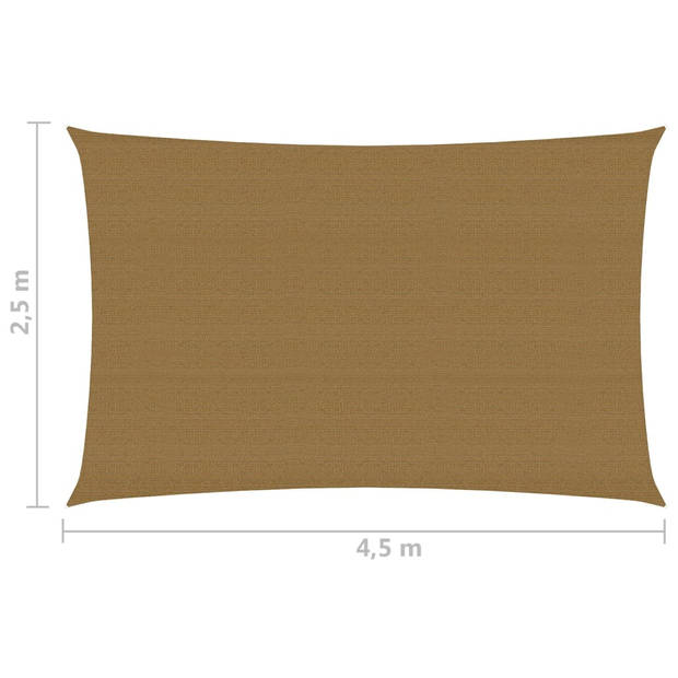 vidaXL Zonnezeil 160 g/m² 2,5x4,5 m HDPE taupe