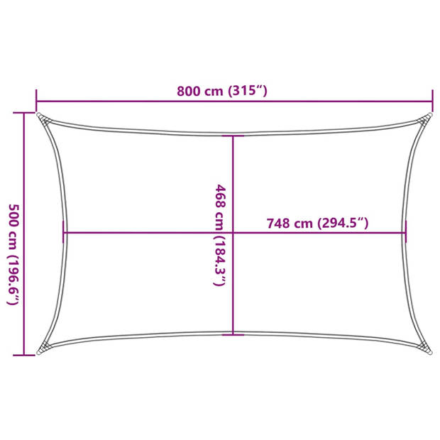 vidaXL Zonnezeil 8x5 m 100% polyester oxford lichtgrijs