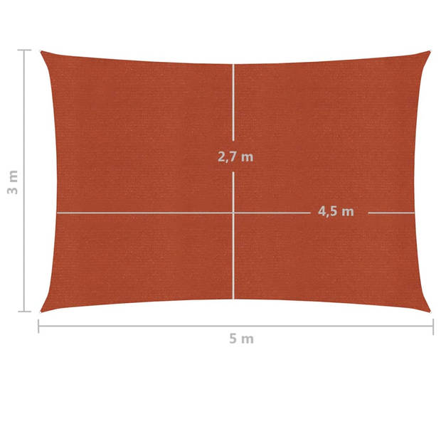 vidaXL Zonnezeil 160 g/m² 3x5 m HDPE terracottakleurig