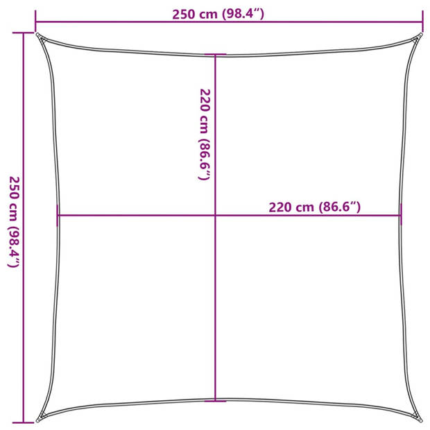 vidaXL Zonnezeil 2,5x2,5 m 100% polyester oxford lichtgrijs