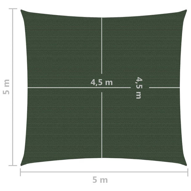 vidaXL Zonnezeil 160 g/m² 5x5 m HDPE donkergroen