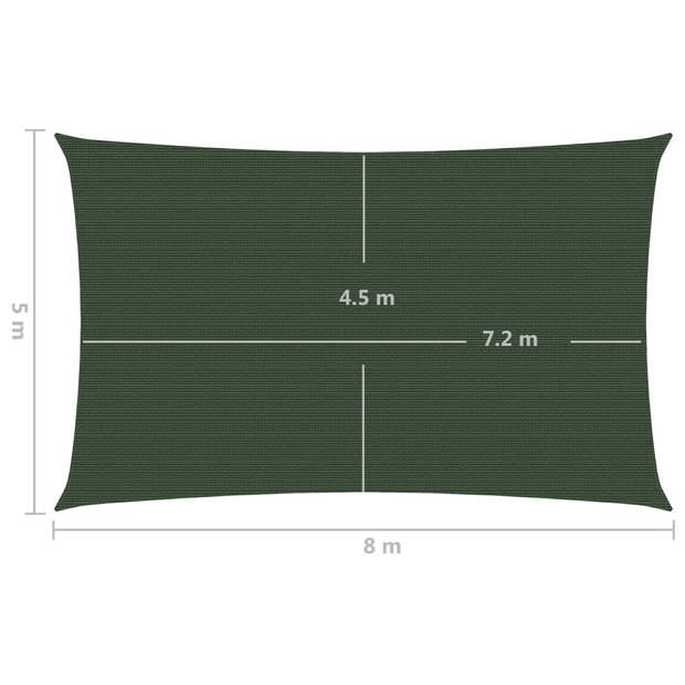 vidaXL Zonnezeil 160 g/m² 5x8 m HDPE donkergroen