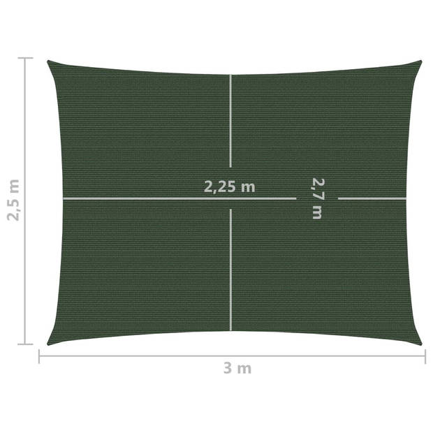 vidaXL Zonnezeil 160 g/m² 2,5x3 m HDPE donkergroen