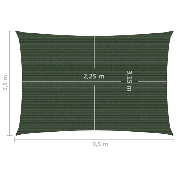 vidaXL Zonnezeil 160 g/m² 2,5x3,5 m HDPE donkergroen