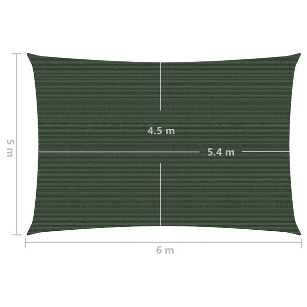 vidaXL Zonnezeil 160 g/m² 5x6 m HDPE donkergroen