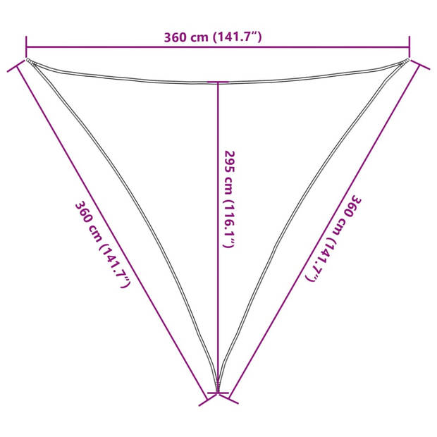 vidaXL Zonnezeil 3,6x3,6x3,6 m 100% polyester oxford lichtgrijs